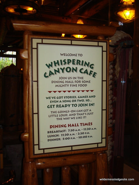 Whispering Canyon Cafe Hours